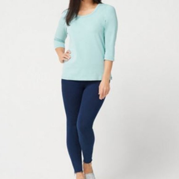 Denim & Co Jersey 3/4 Sleeve Round Neck Top  1249 - Picture 3 of 3